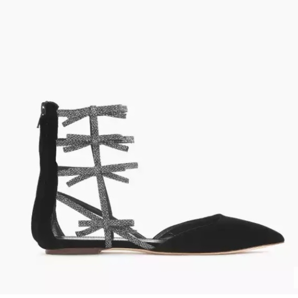 J. Crew Velvet Bow Gladiator Flats